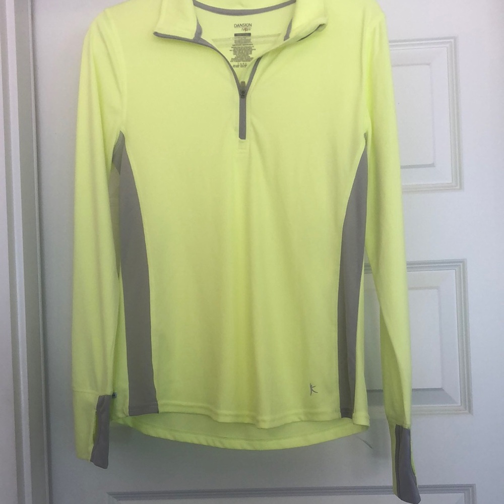Danskin Lime Green and Gray Quarter-Zip Pullover
